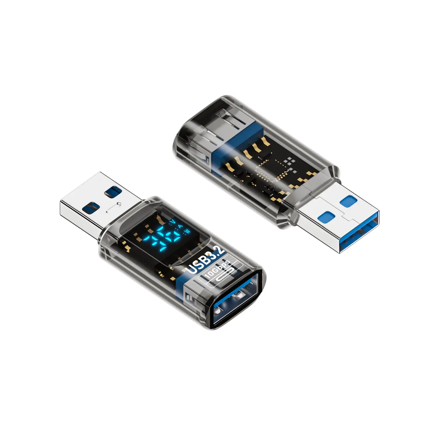 USB-C to USB გადამყვანი ციფრული ეკრანით