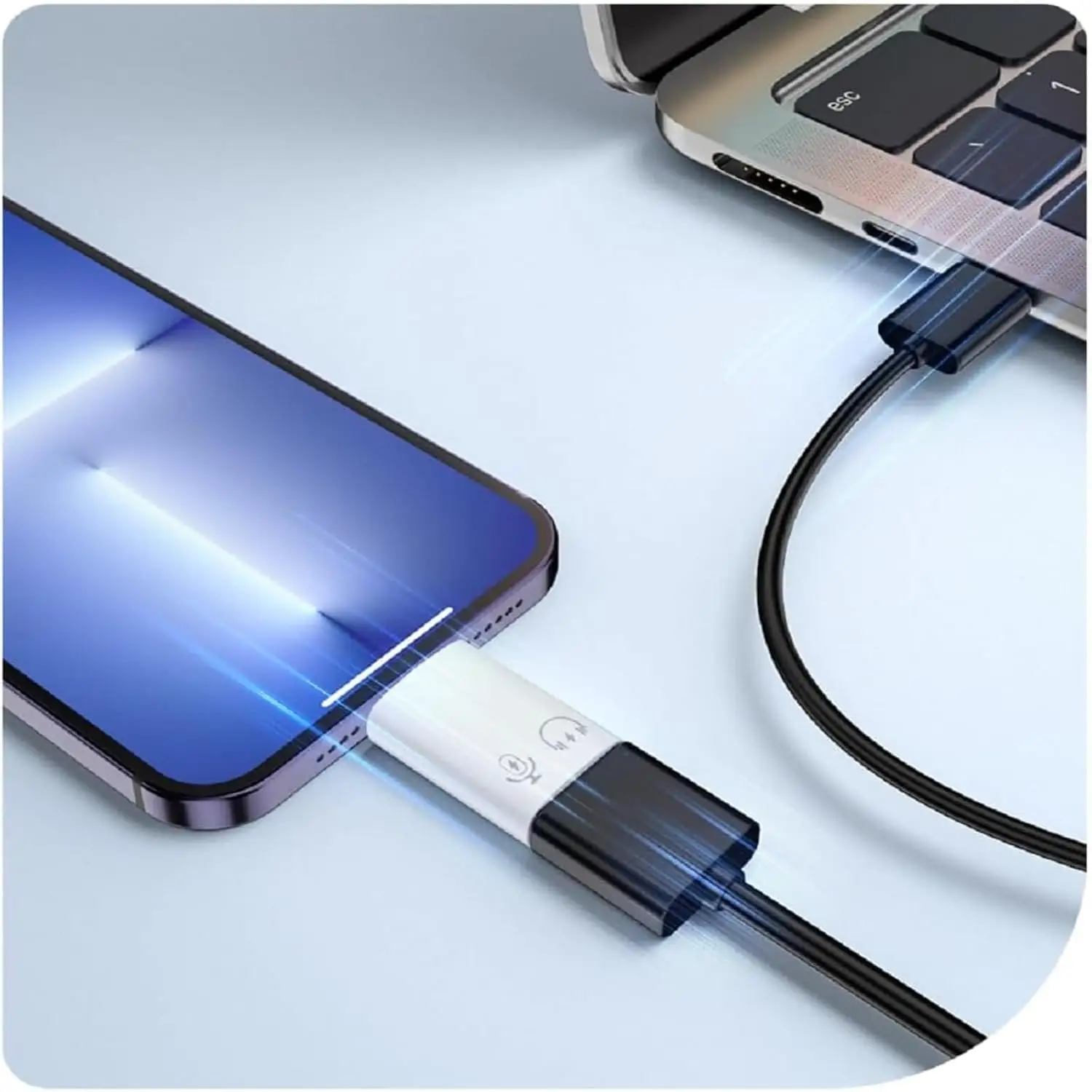 აიფონის USB გადამყვანი – Lightning-დან USB-A-ზე OTG ადაპტერი - white