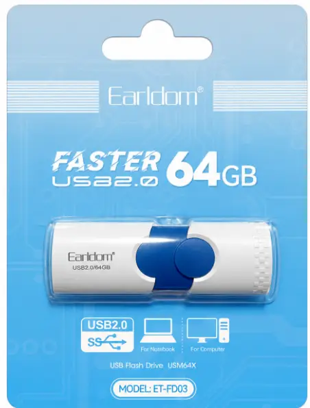 64GB ფლეშ მეხსიერება  USB Flash Drive 2.0 EARLDOM