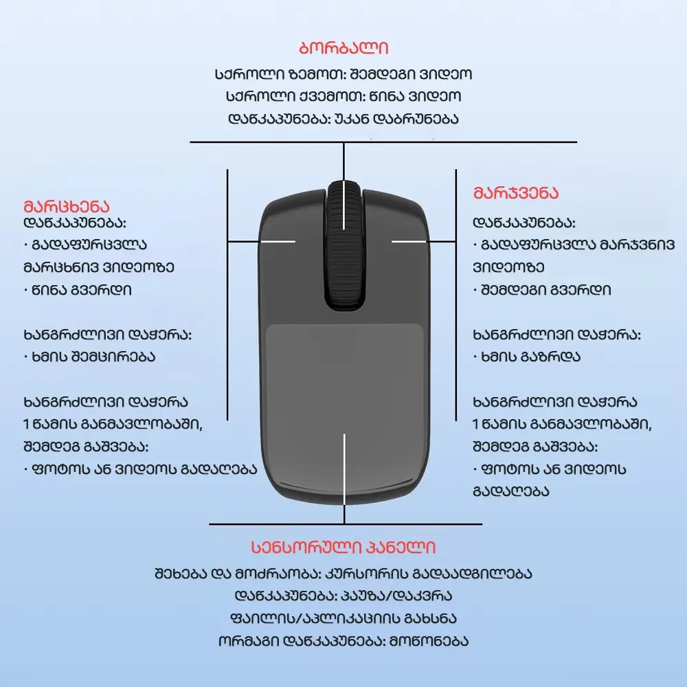 სქროლის ბეჭედი Touchpad-ით და ტელეფონის სადგამით - black