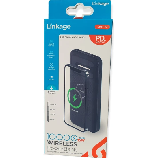 უსადენო პორტატული დამტენი WIRELESS LINKAGE LKP-16 10000 MAH