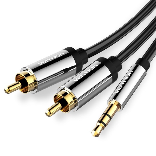 კაბელი VENTION BCFBD 3.5mm Male to 2RCA Male Audio Cable 0.5M Black Metal Type