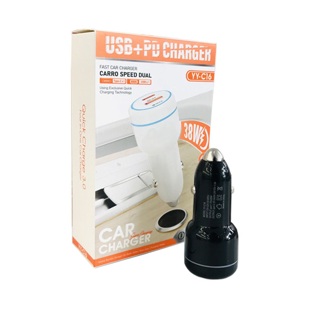 ავტომობილის ადაპტერი USB+PD CAR Charger YY-C16 QC 3.0