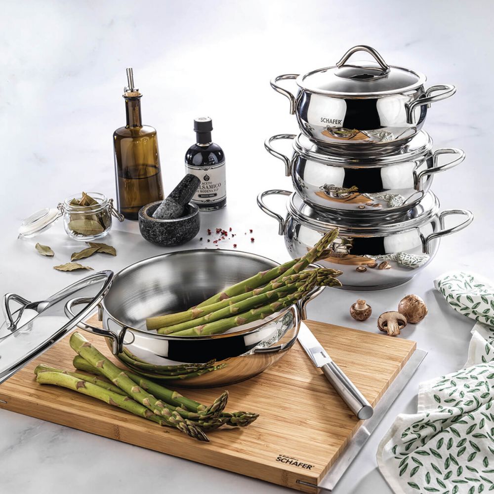 ქვაბების ნაკრები Schafer Cookhaus Steel Cookware Set - 4 pcs Inox