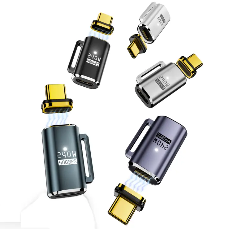 მაგნიტური USB-C გადამყვანი 240W, სწრაფი დამუხტვით და მონაცემთა გადაცემით